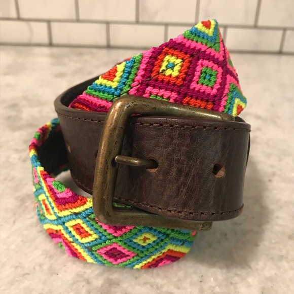 Chiapas Woven Belt Eclectic Array Womens Small Cotton Candy Boho Multi Color - Picture 1 of 8